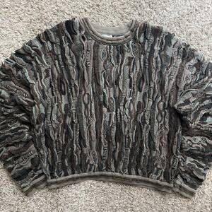 RARE Vintage Coogi Multicolor Cotton Knit Sweater Earth Tone Brown Men’s Size XL